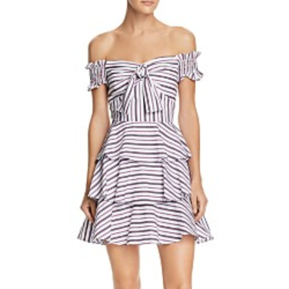Lucy Paris Gemma Off-the-Shoulder Striped Dress